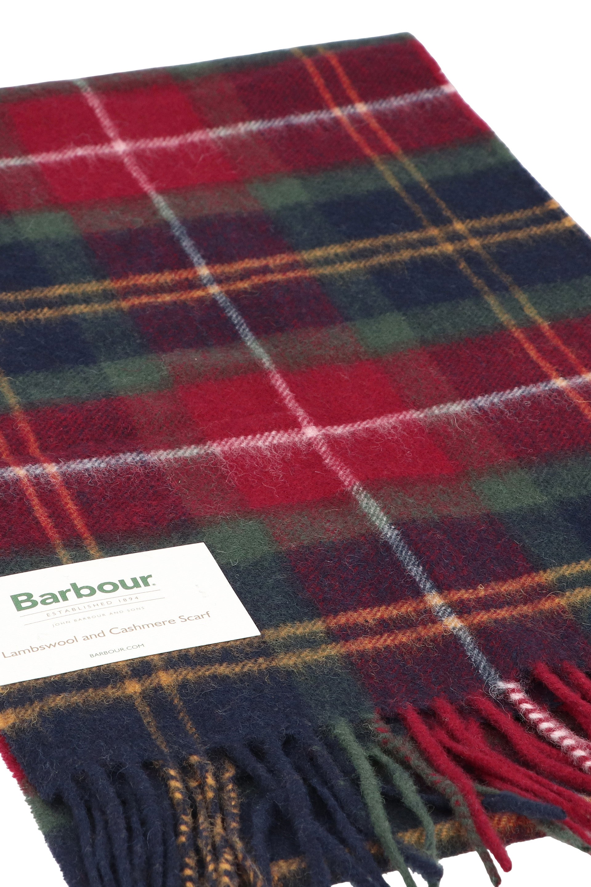 BARBOUR Tartan Wool and Cashmere Scarf 25x180 cm