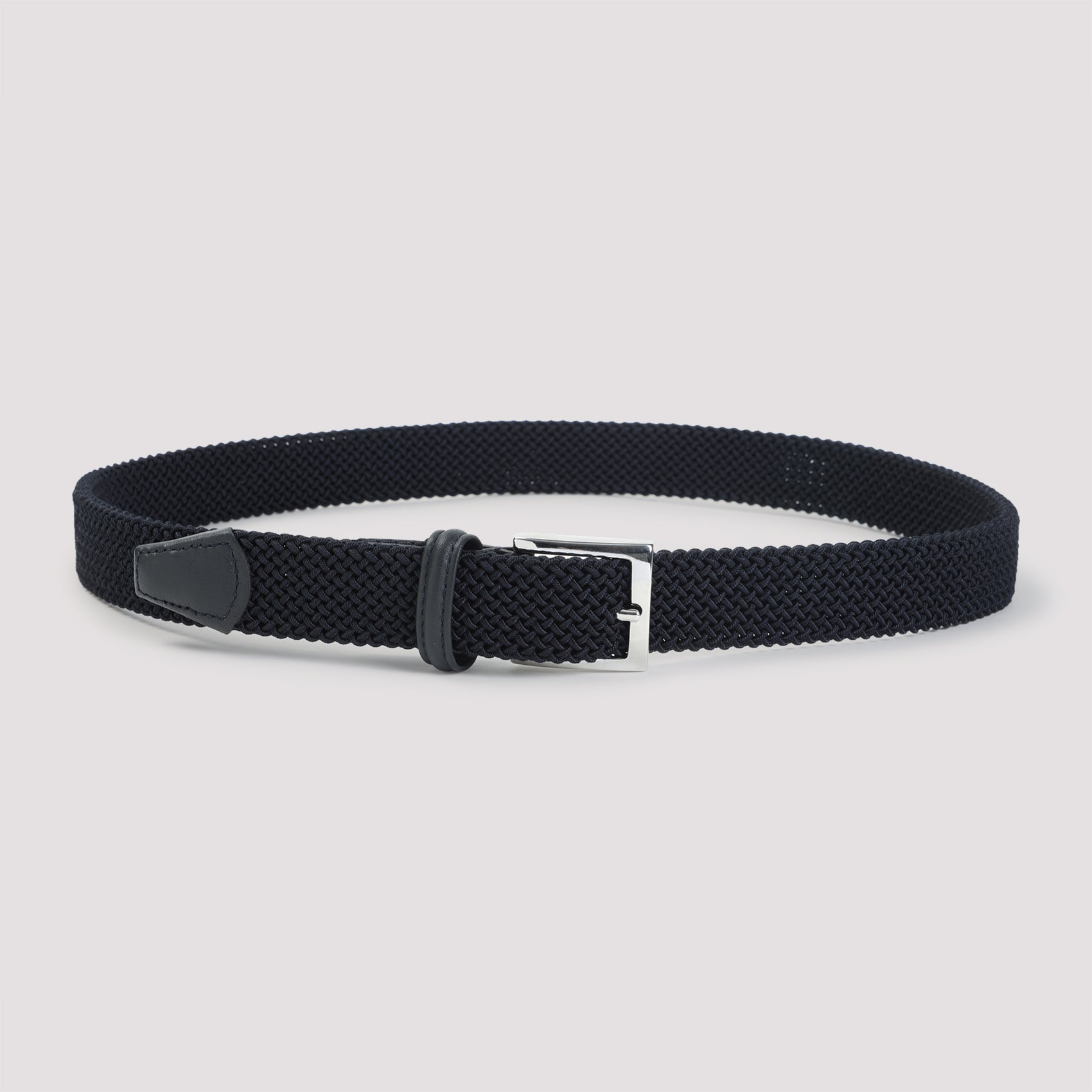KITON Elastic Belt with Silver-Toned Buckle for Men