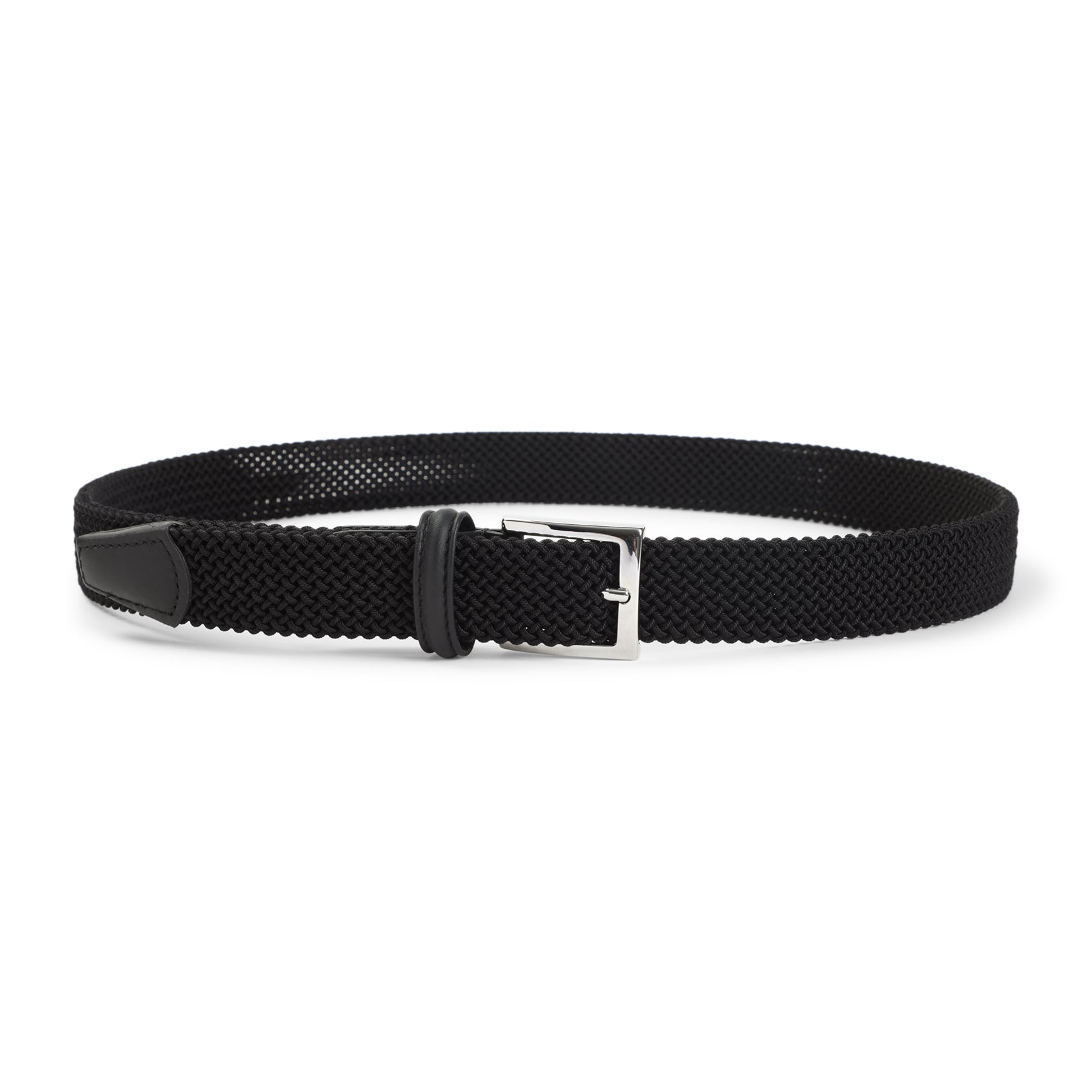 KITON Elastic Belt with Silver-Toned Buckle