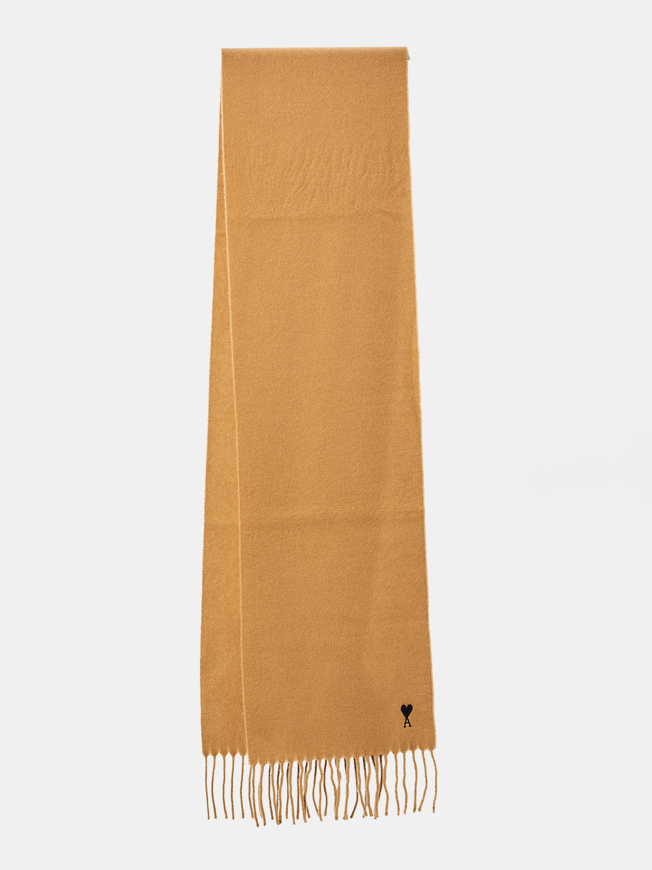 AMI PARIS Wool Scarf with Embroidered Heart Design - 25 x 190 cm