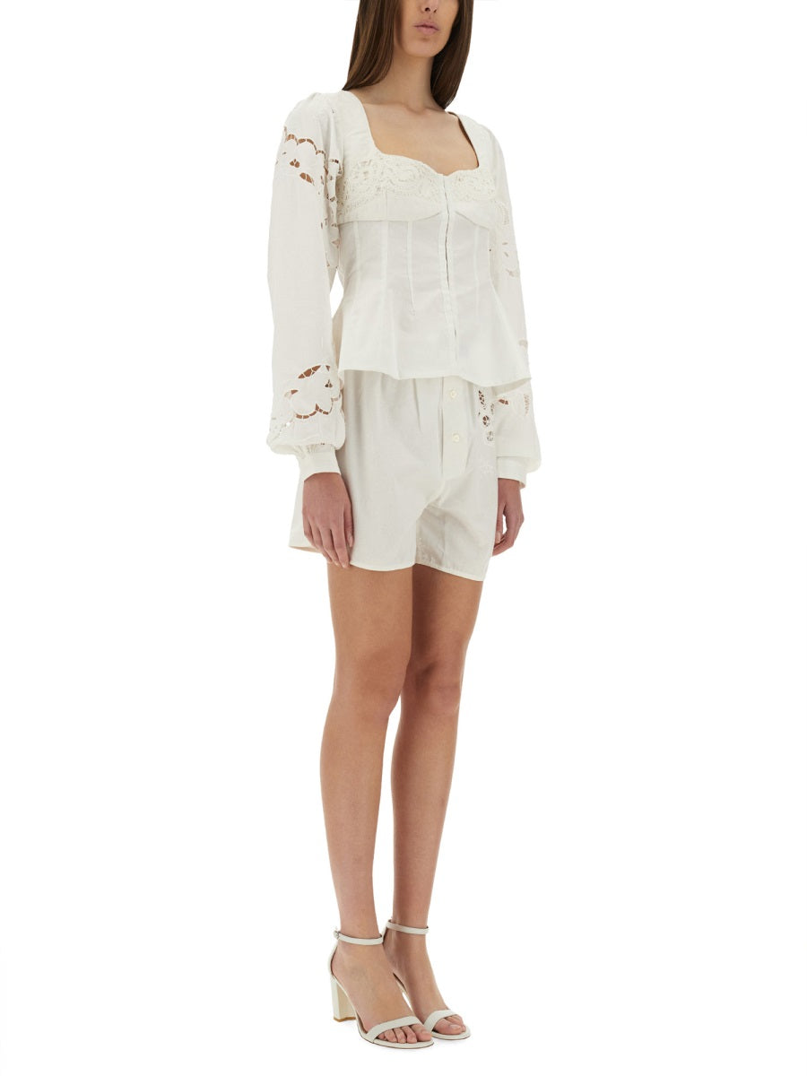 MARINE SERRE Upcycled Linen Mini Shorts for Women