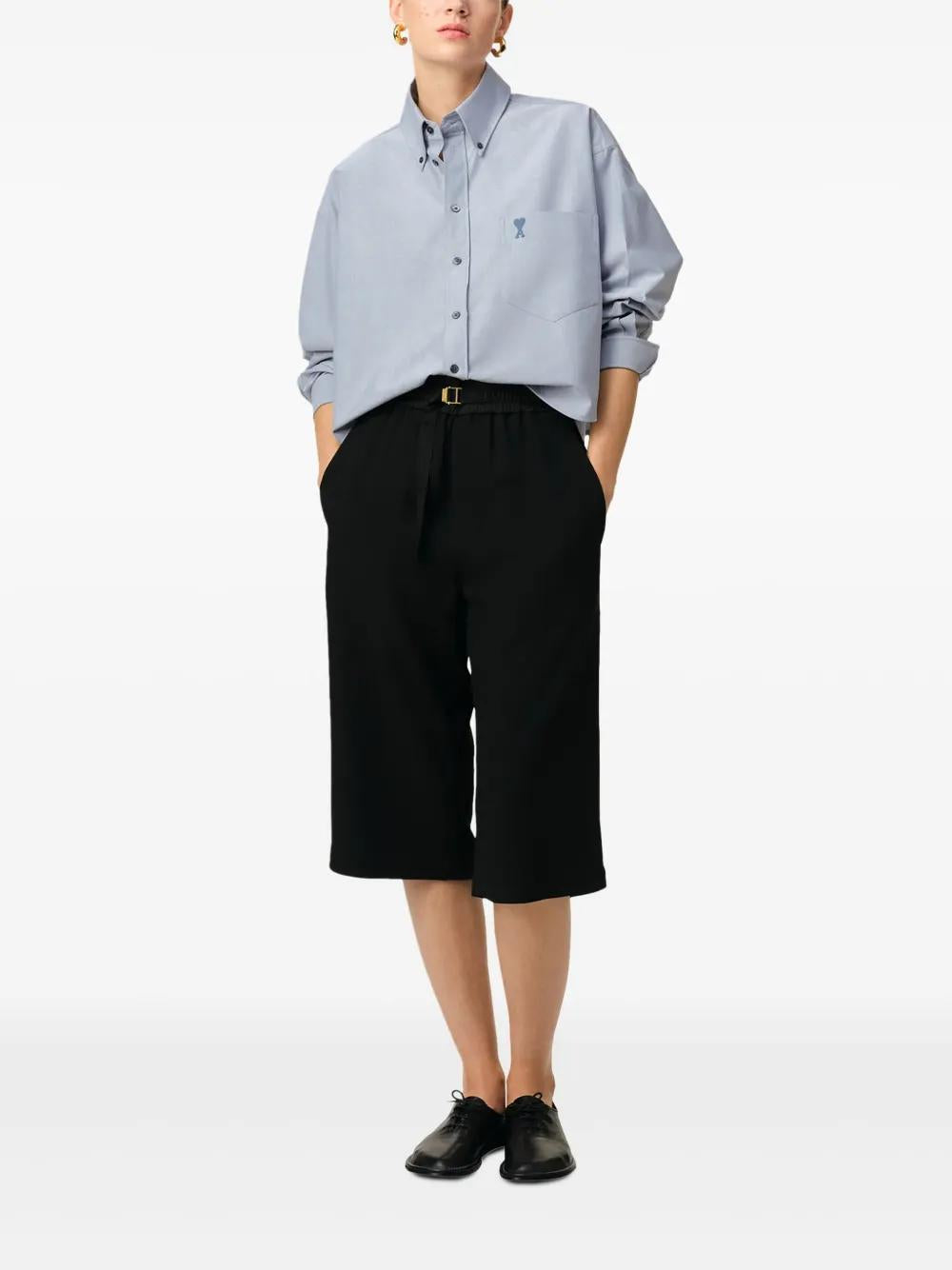 AMI PARIS Cropped Oversize Button-Up Shirt
