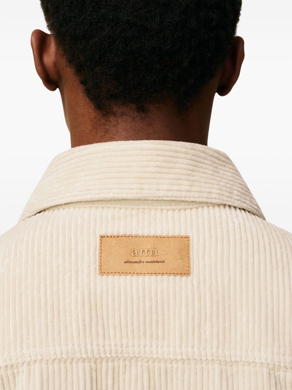 AMI PARIS Cotton Overshirt with Corduroy Texture for Men