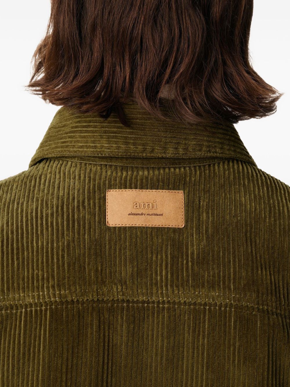 AMI PARIS Cotton Overshirt with Corduroy Texture for Men