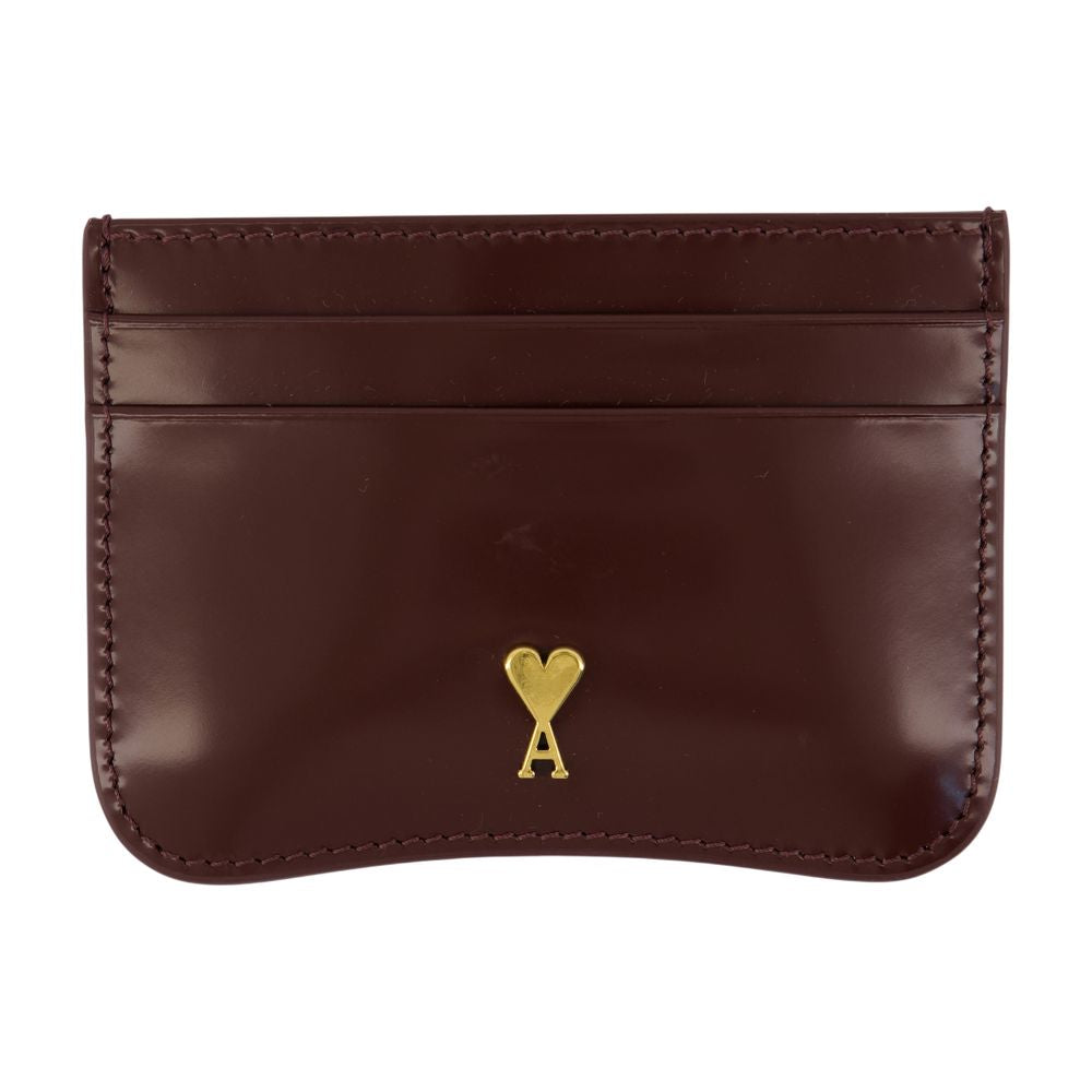 AMI PARIS Mini Leather Cardholder with Heart Logo