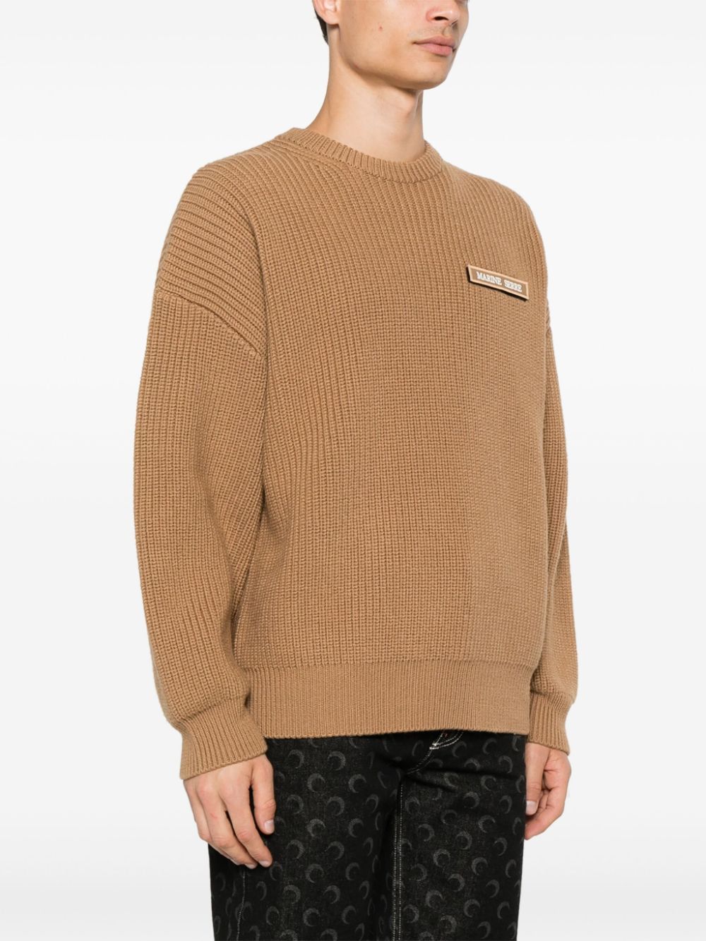 MARINE SERRE Merino Wool Ribbed Knit Sweater - Unisex