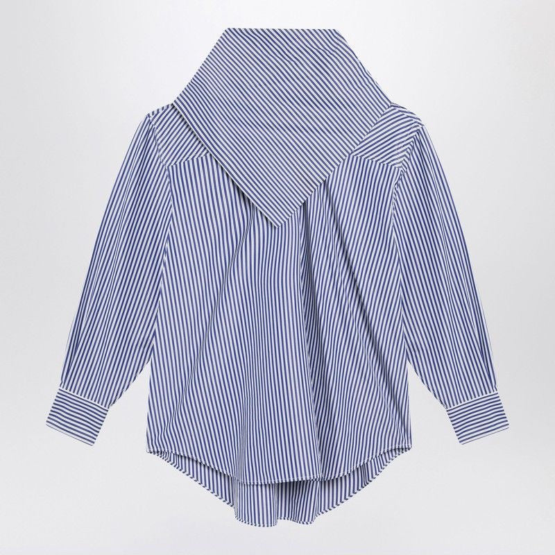 AMI PARIS Oversized Striped Poplin Shirt with Integrated Scarf