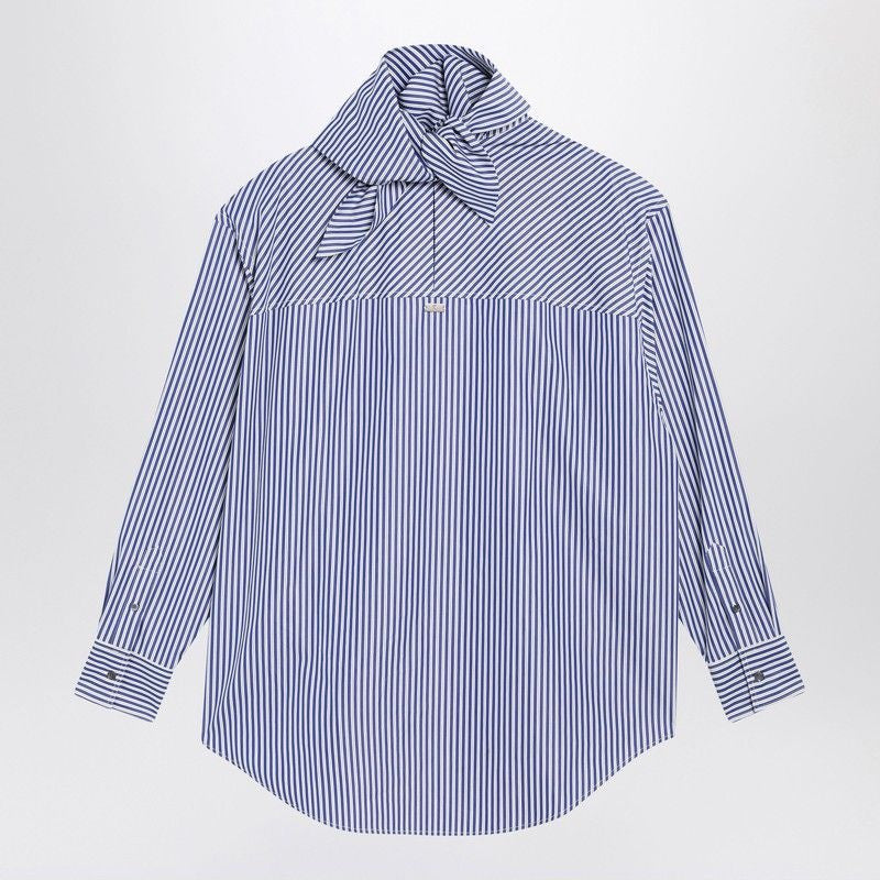 AMI PARIS Oversized Striped Poplin Shirt with Integrated Scarf