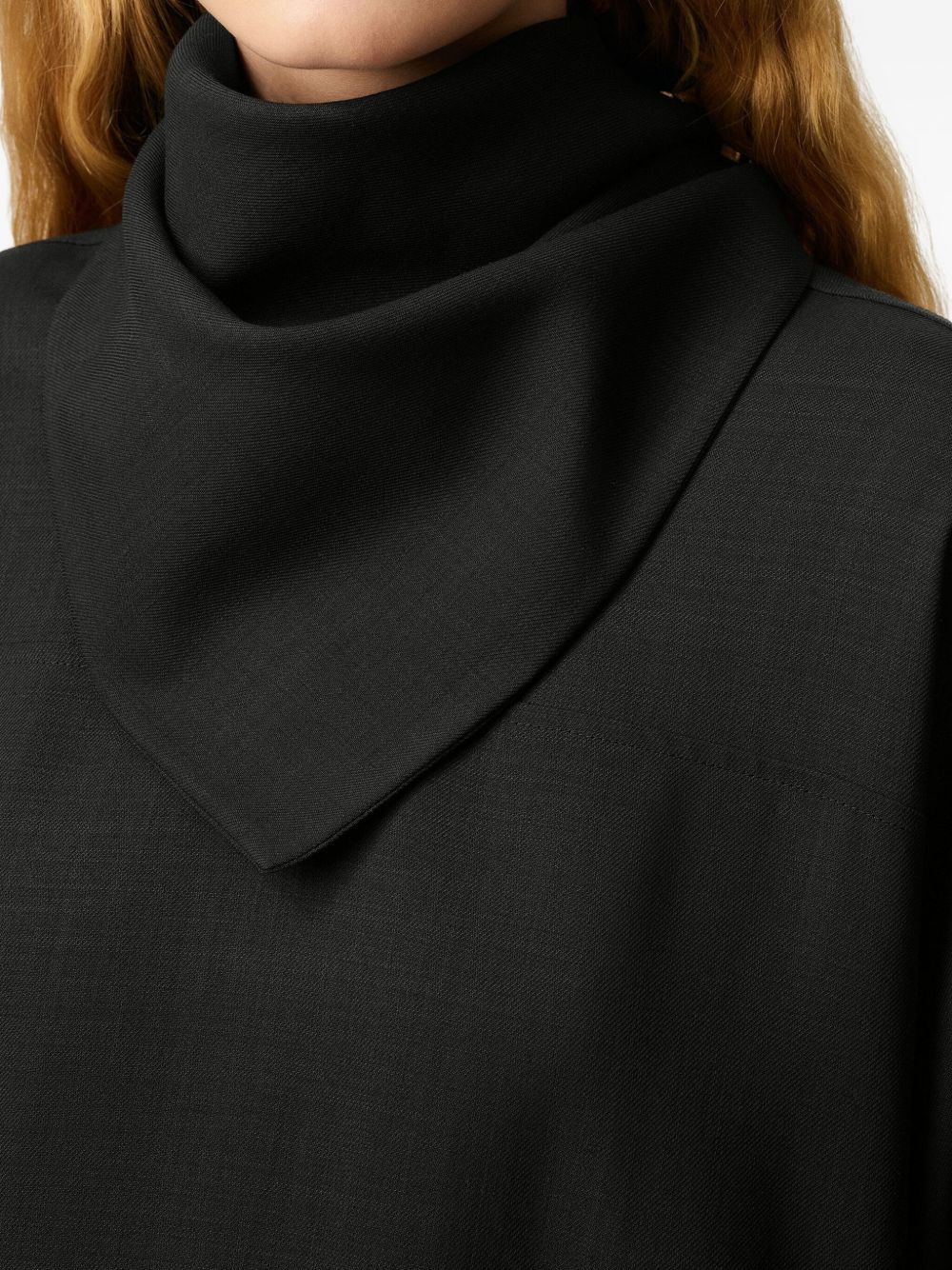 AMI PARIS Wool Blouse with High Neck and Curved Hem for Men