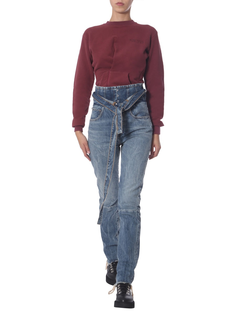 UNRAVEL Asymmetrical Cut Crew Neck Sweatshirt