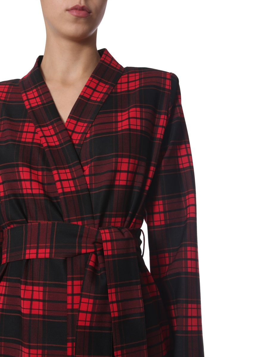 UNRAVEL V-Neck Mini Dress with Wallet Closure