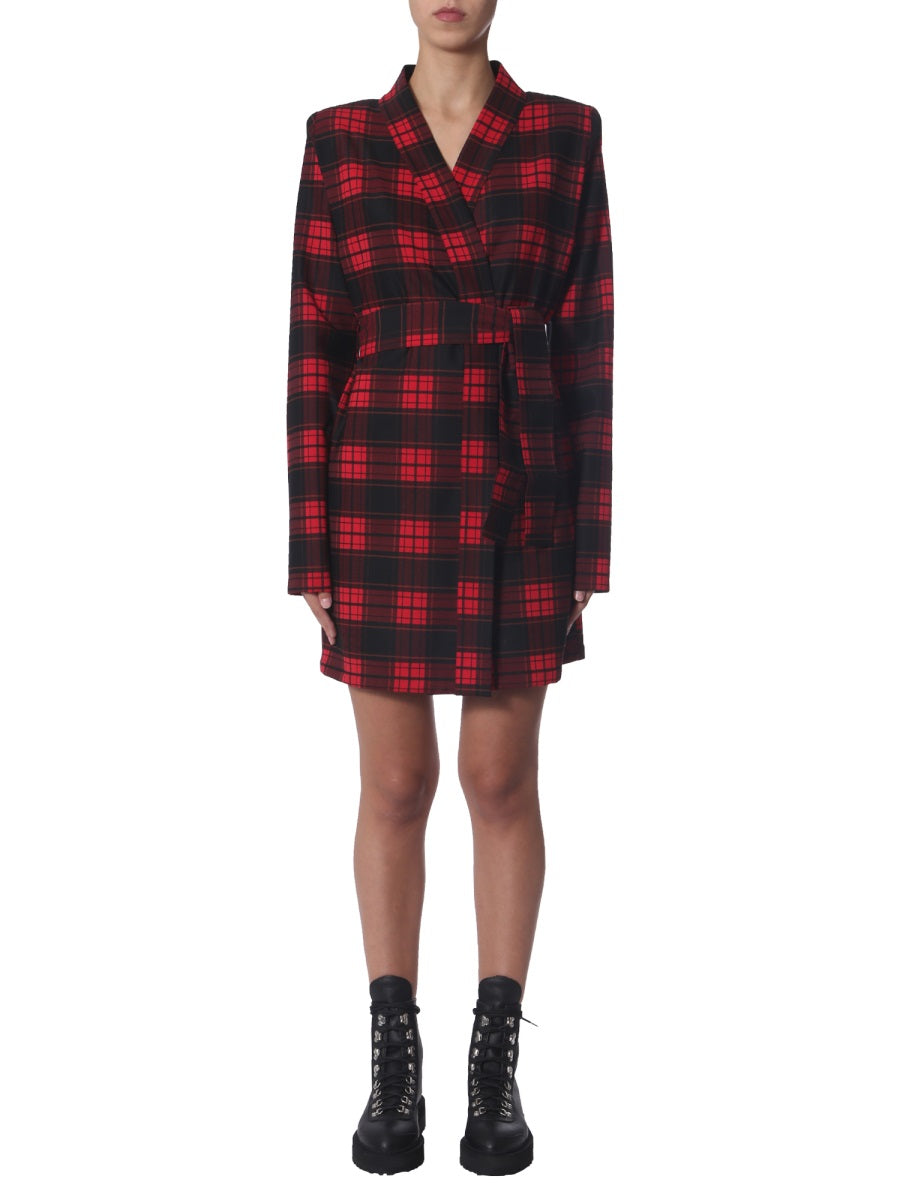 UNRAVEL V-Neck Mini Dress with Wallet Closure