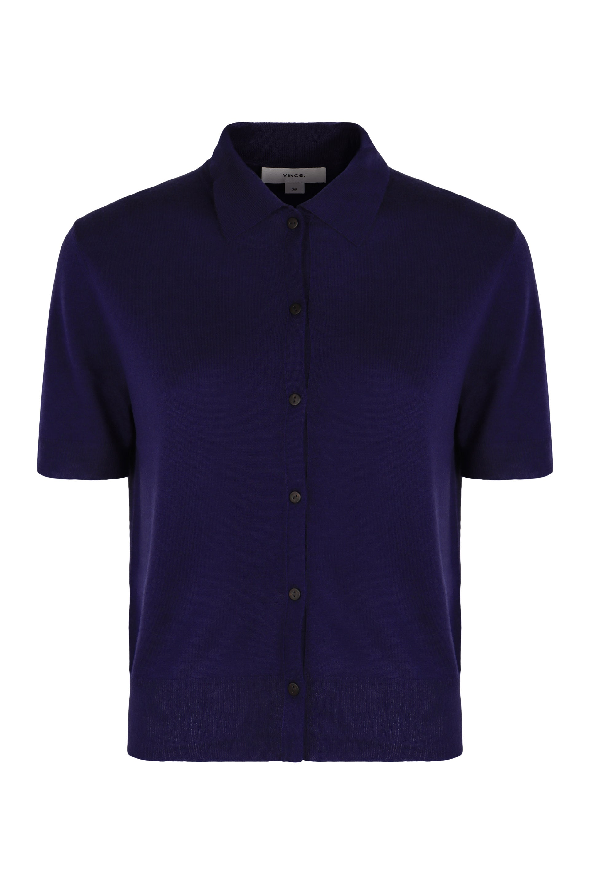 VINCE Wool Blend Sweater with Shirt Collar