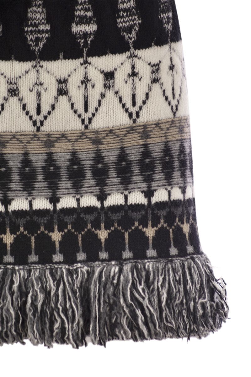 VANISÉ Wool and Cashmere Blend Jacquard Mini Skirt