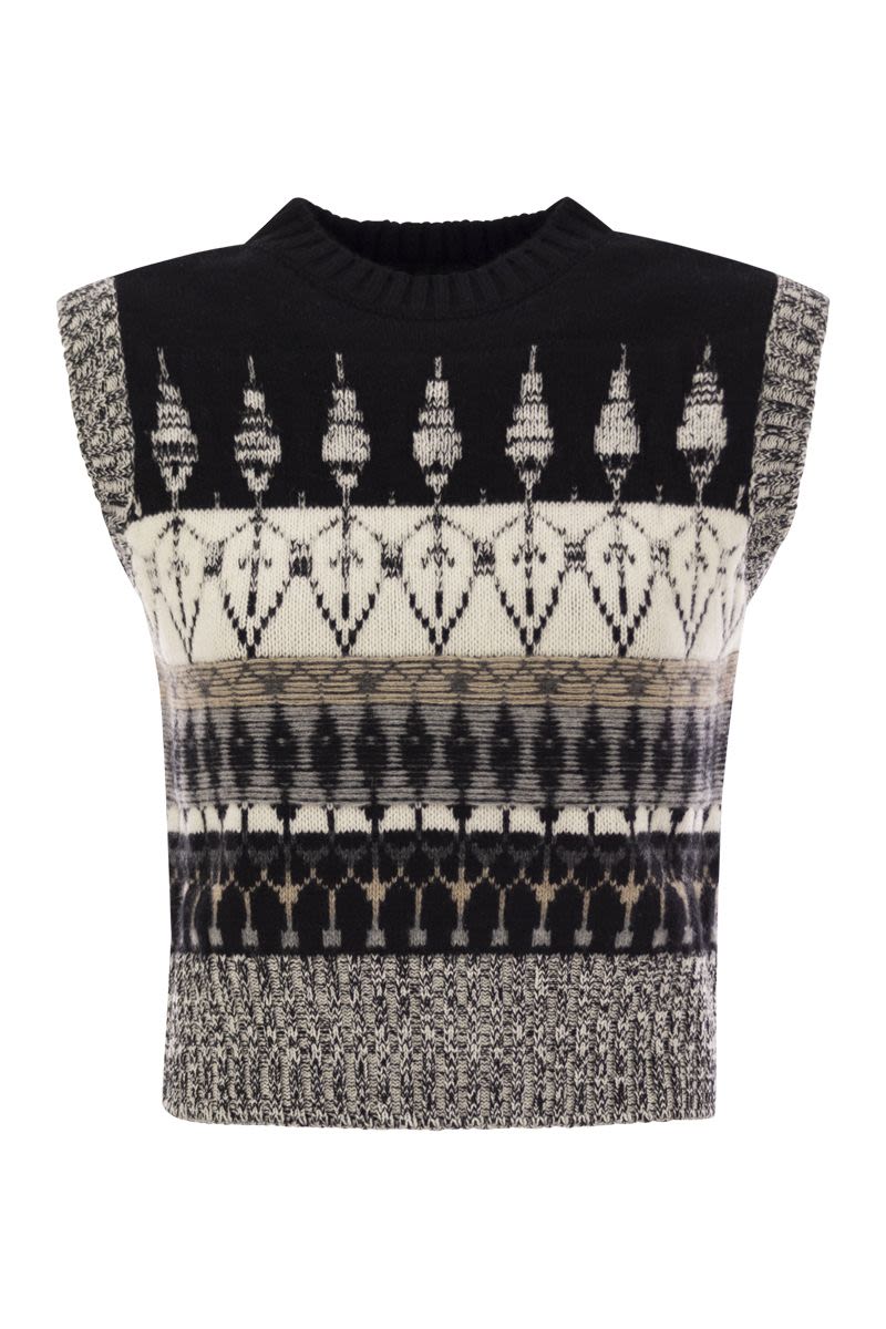 VANISÉ Sleeveless Striped Jacquard Knit Top