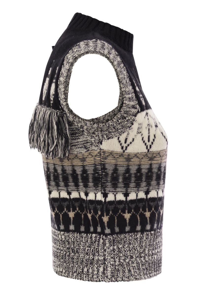 VANISÉ Sleeveless Striped Jacquard Knit Top