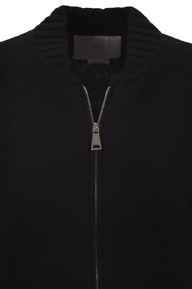 VANISÉ Wool and Cashmere Blend Cardigan with Zip