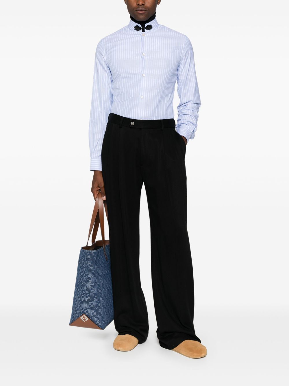 VALENTINO Striped Cotton Shirt - Men's Fashion