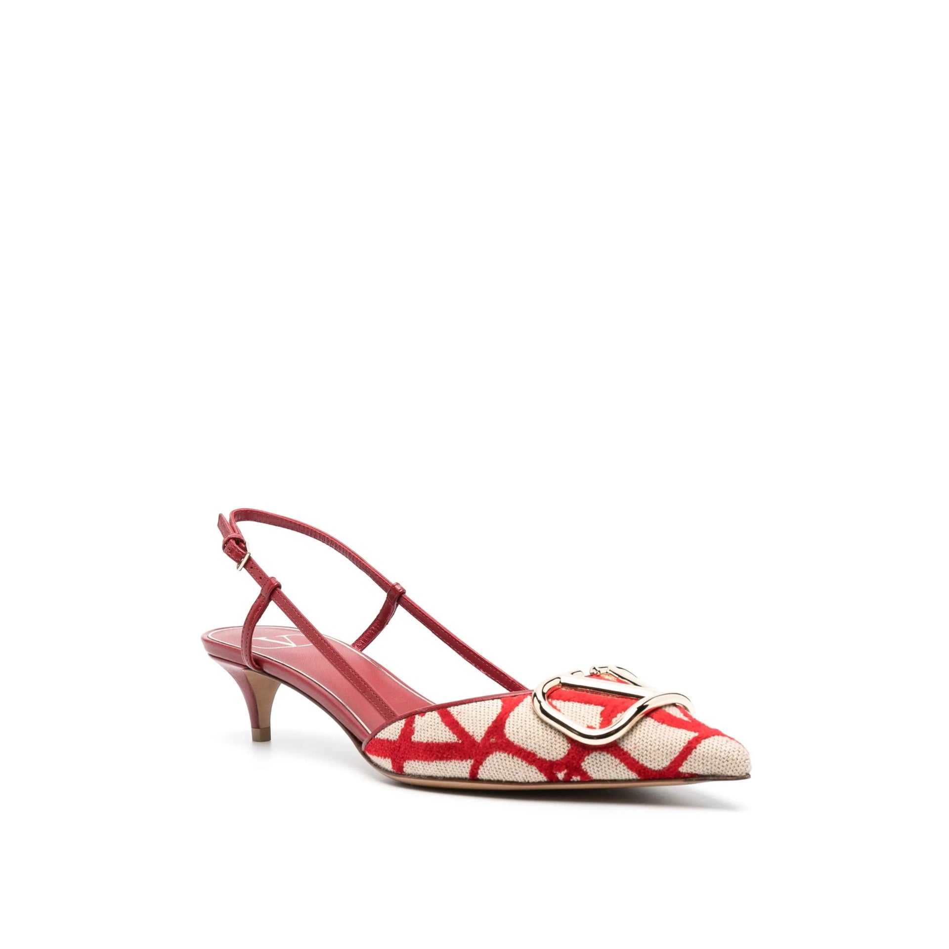 VALENTINO GARAVANI Toile Iconographe Pumps with Ankle Buckle Fastening - Elegant Design