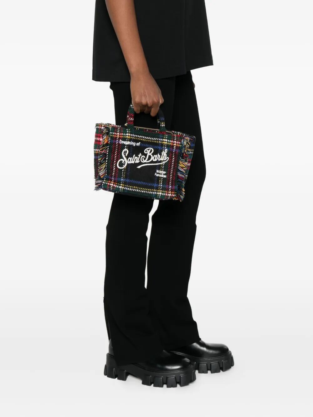 MC2 SAINT BARTH Vanity Wool Tartan Tote Handbag