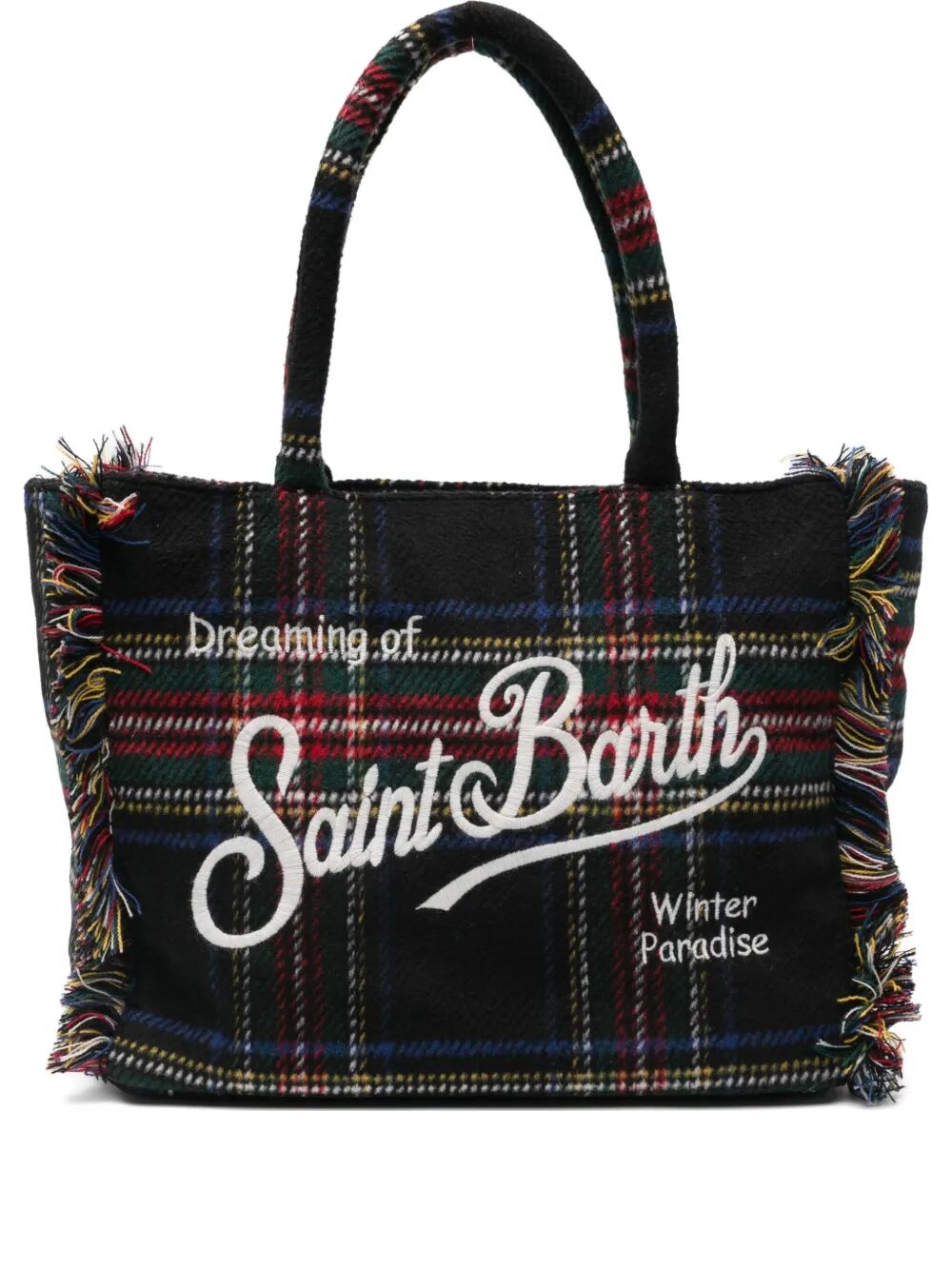 MC2 SAINT BARTH Chic Mini Wool Tartan Tote Handbag