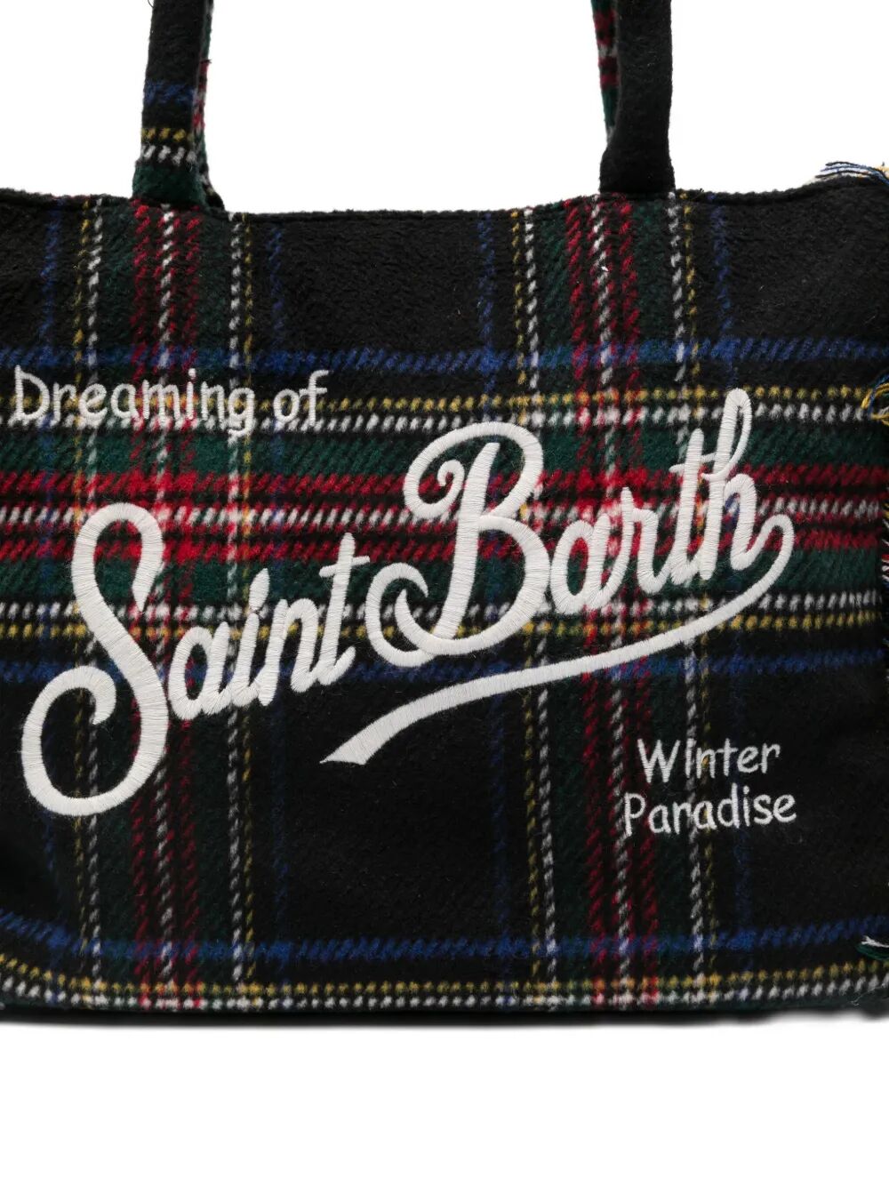 MC2 SAINT BARTH Chic Mini Wool Tartan Tote Handbag