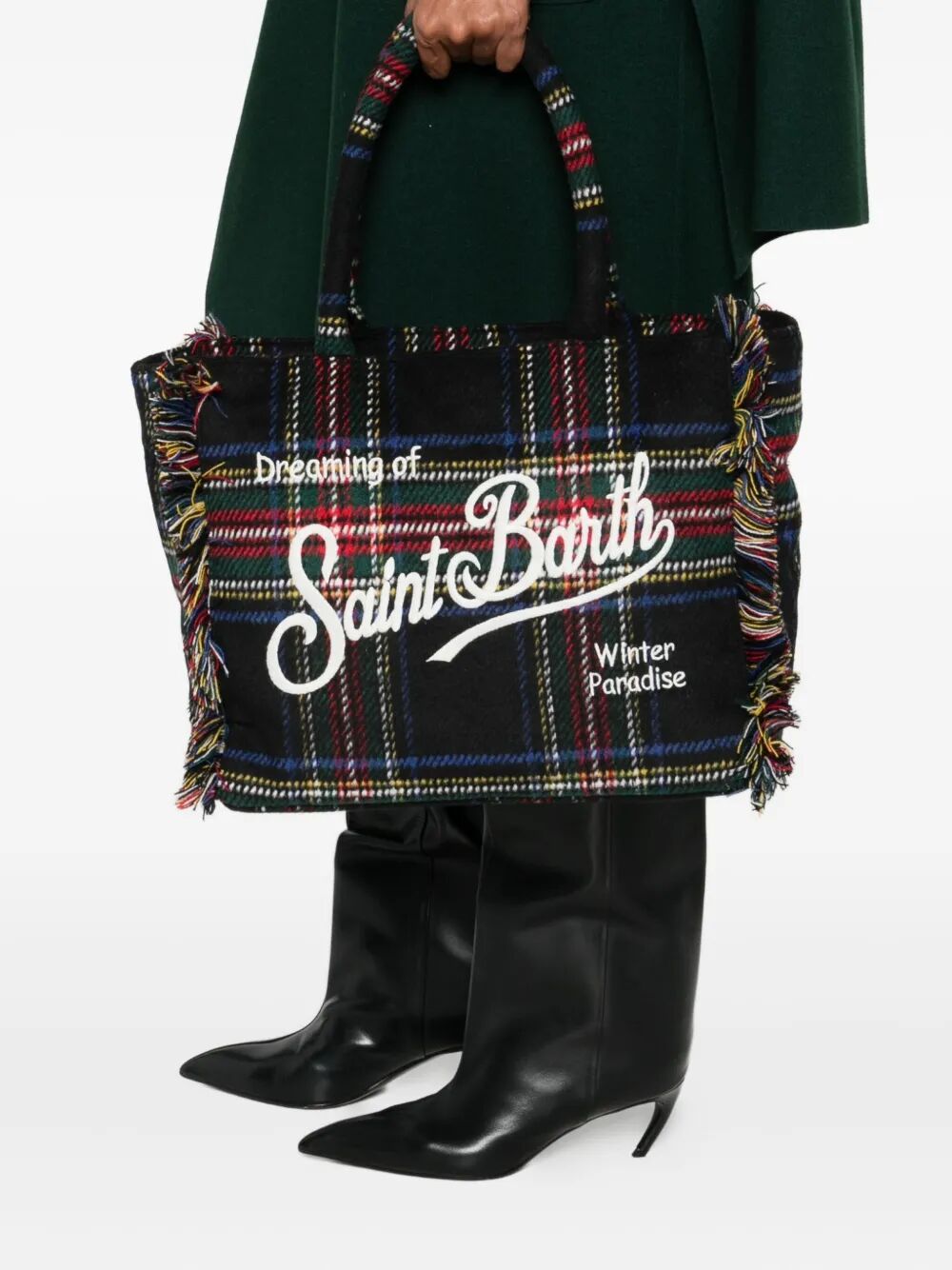 MC2 SAINT BARTH Chic Mini Wool Tartan Tote Handbag