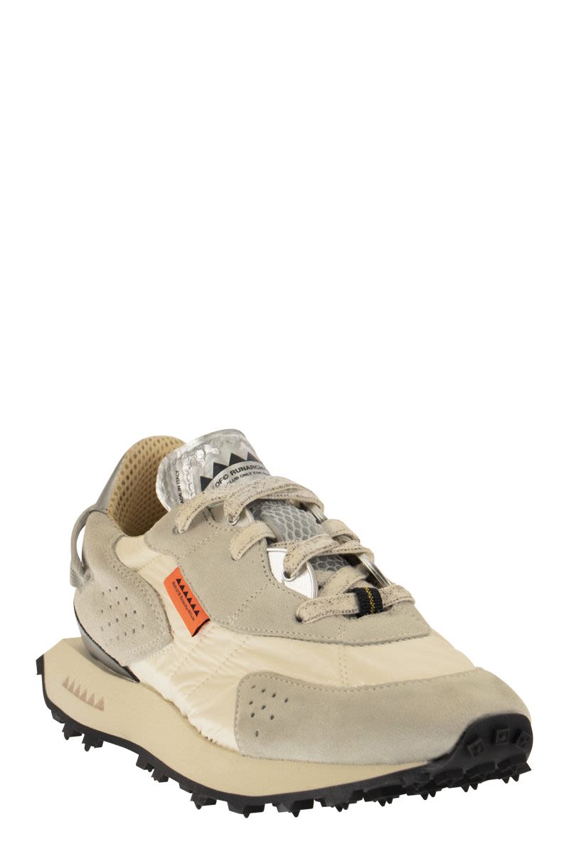 RUN OF Suede and Nylon Trainers - Vintage Style Foam Tongue - Sole Height: 4 CM