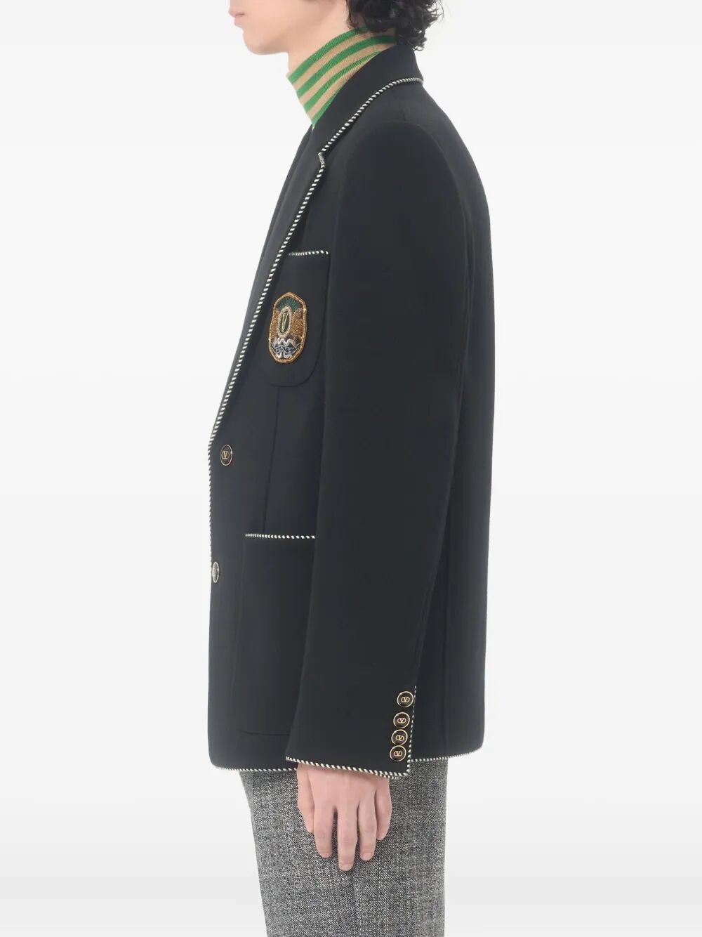 VALENTINO GARAVANI Single-Breasted Blazer with Patch for Men