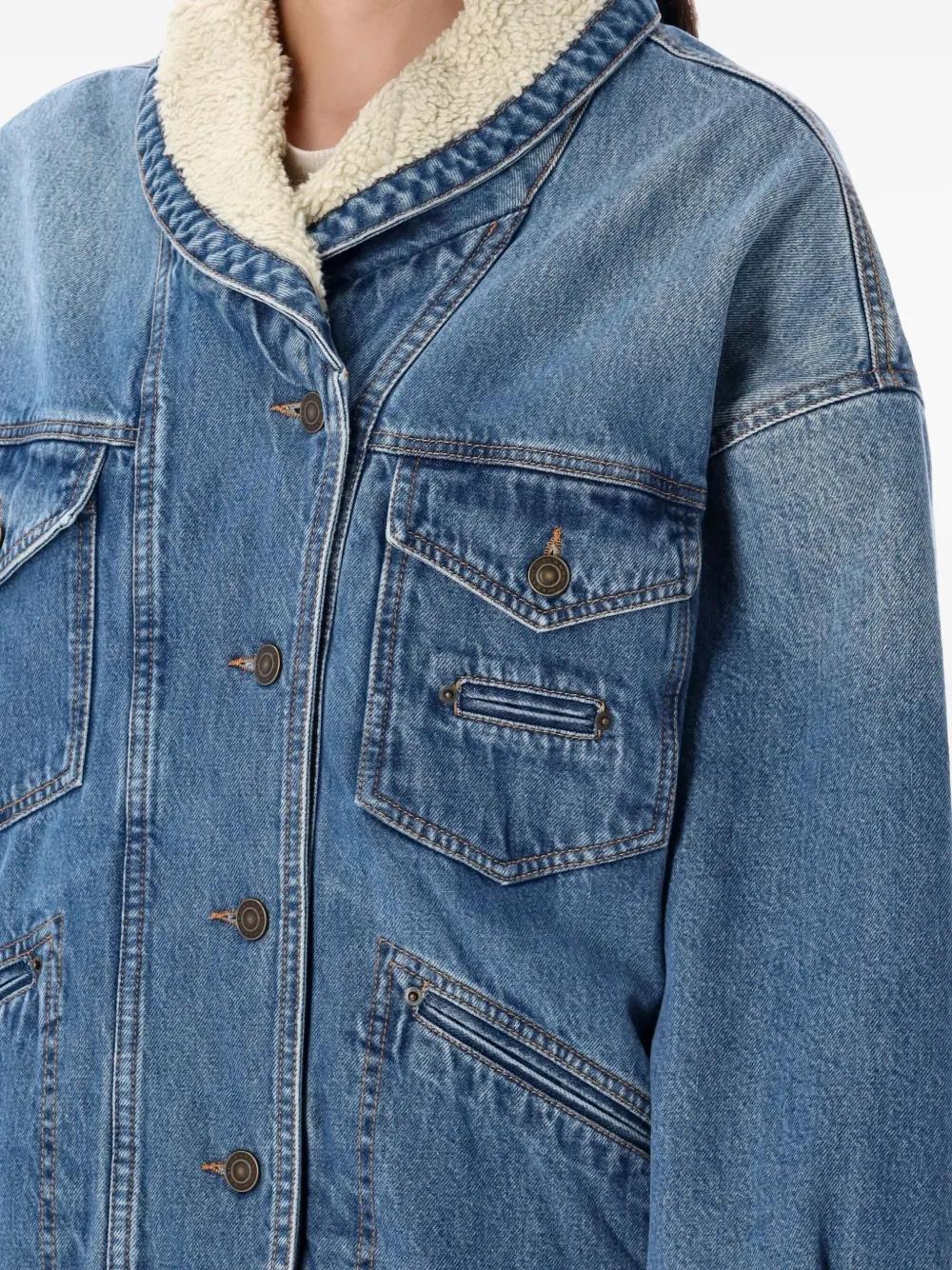 ISABEL MARANT Denim Jacket with Sherpa Collar