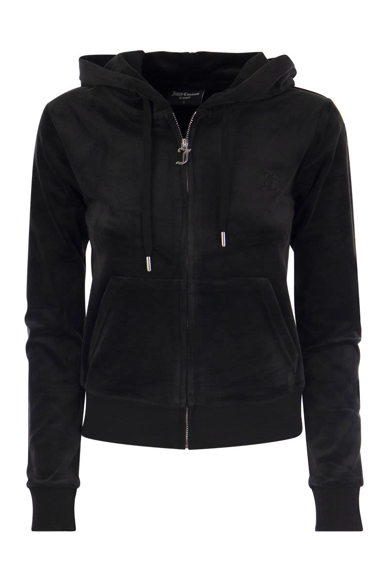 JUICY COUTURE Cotton Velvet Hoodie - Tight Fit