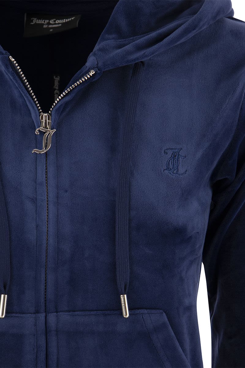 JUICY COUTURE Cotton Velvet Hoodie - Tight Fit