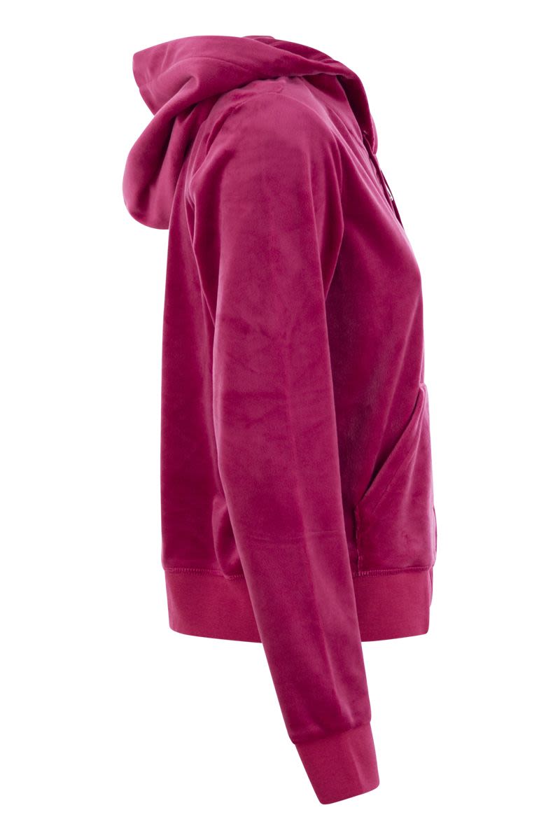 JUICY COUTURE Classic Cotton Velvet Hoodie - Tight Fit