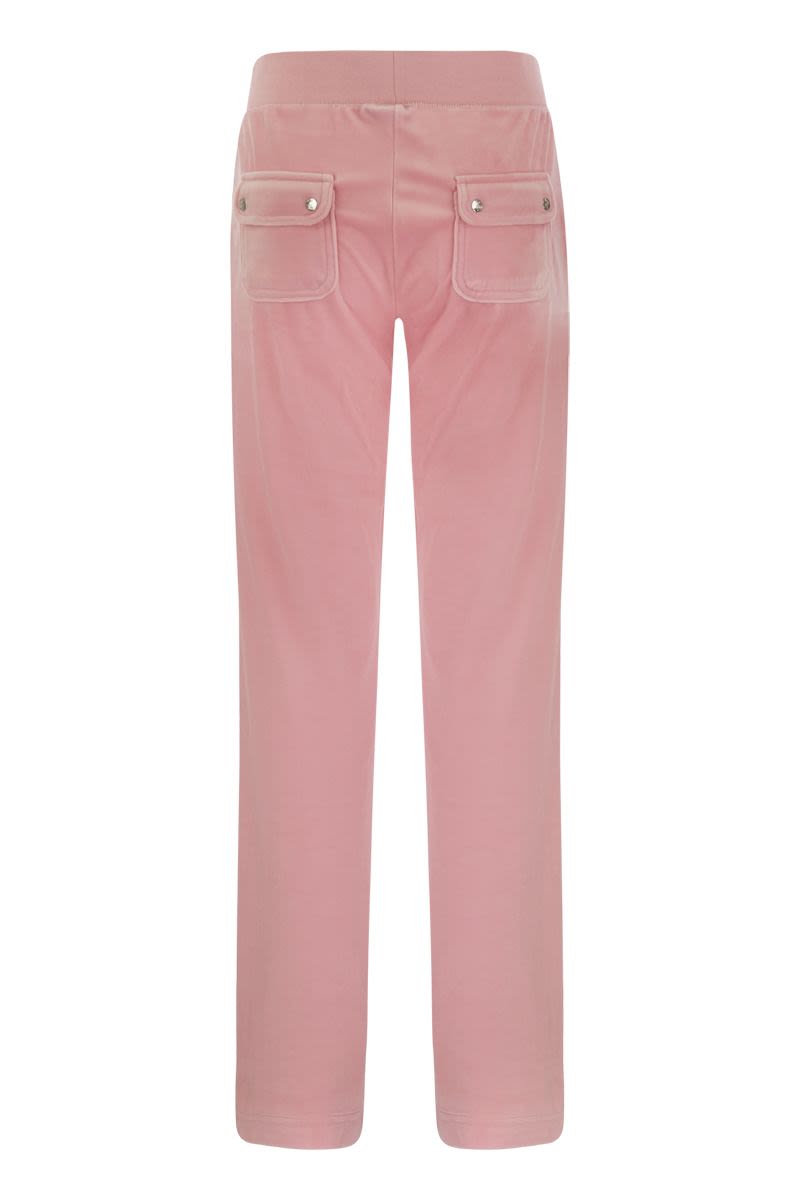 JUICY COUTURE High Waisted Velour Trousers with Maxi Front Pockets