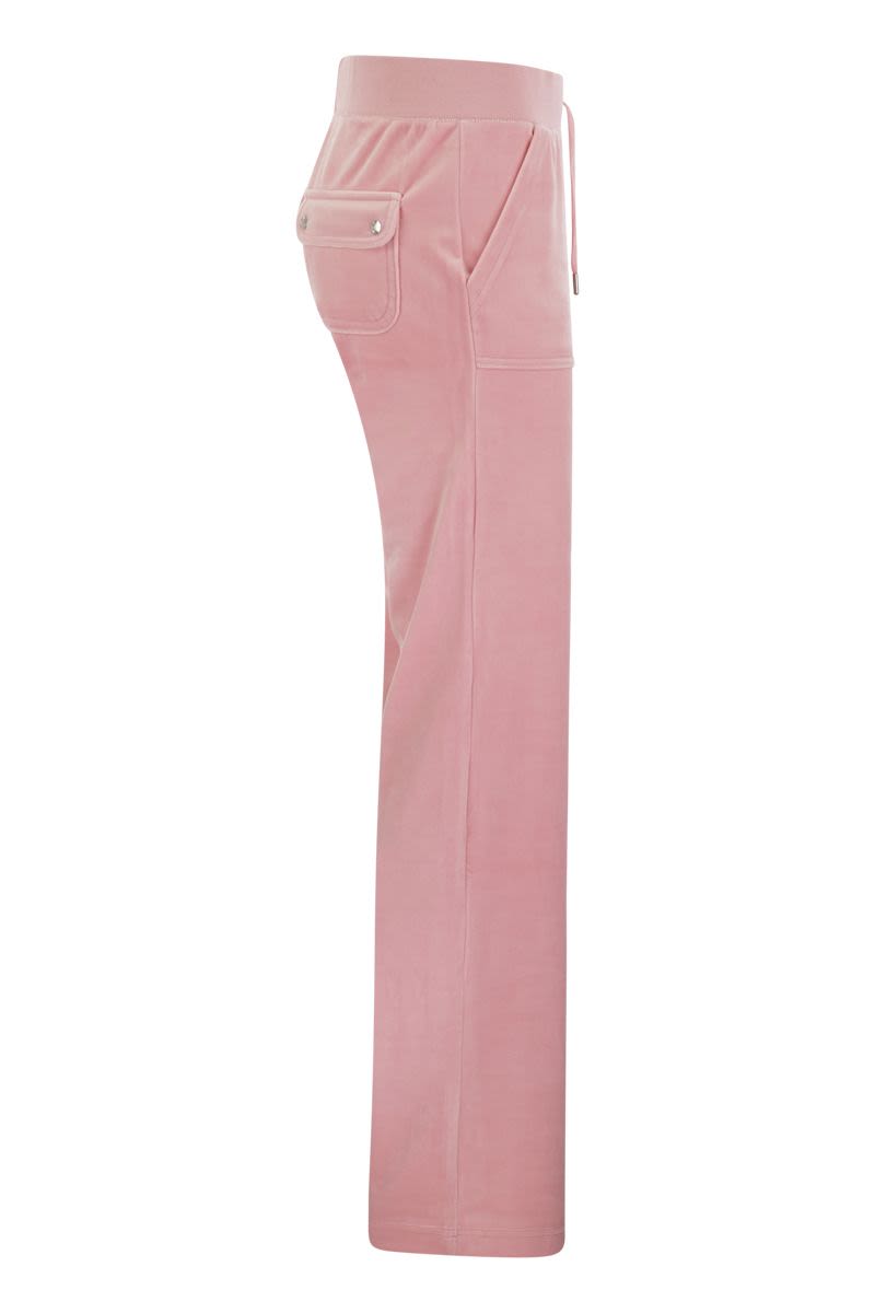 JUICY COUTURE High Waisted Velour Trousers with Maxi Front Pockets