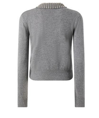 PINKO Wool Sweater with Crystal-Embellished Collar