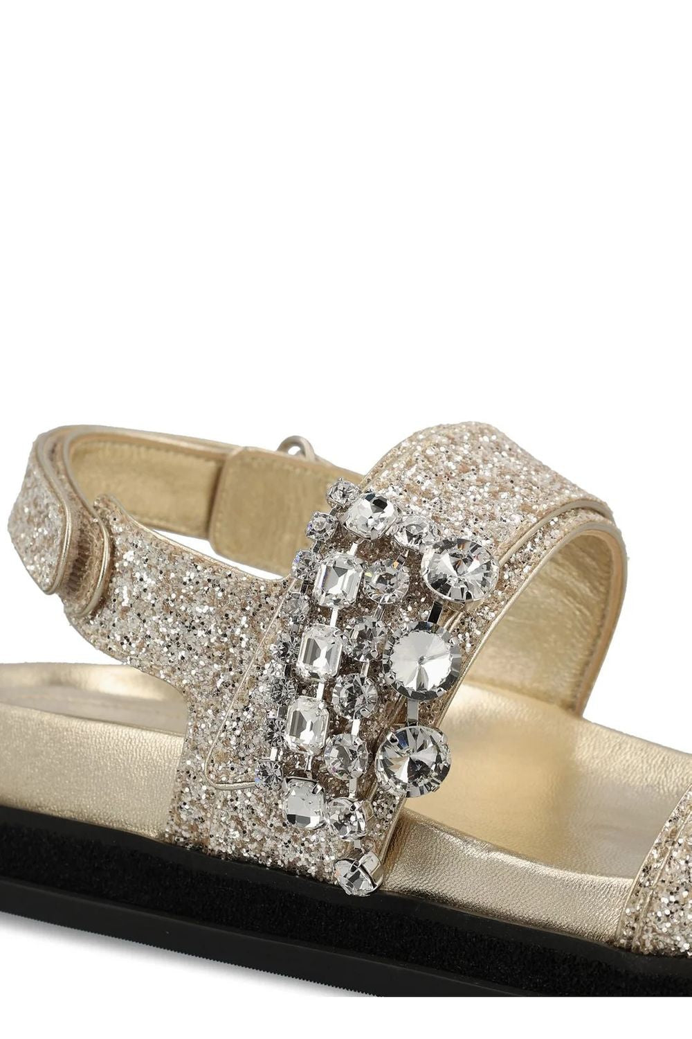 JIMMY CHOO Glitter Strap Velcro Sandals