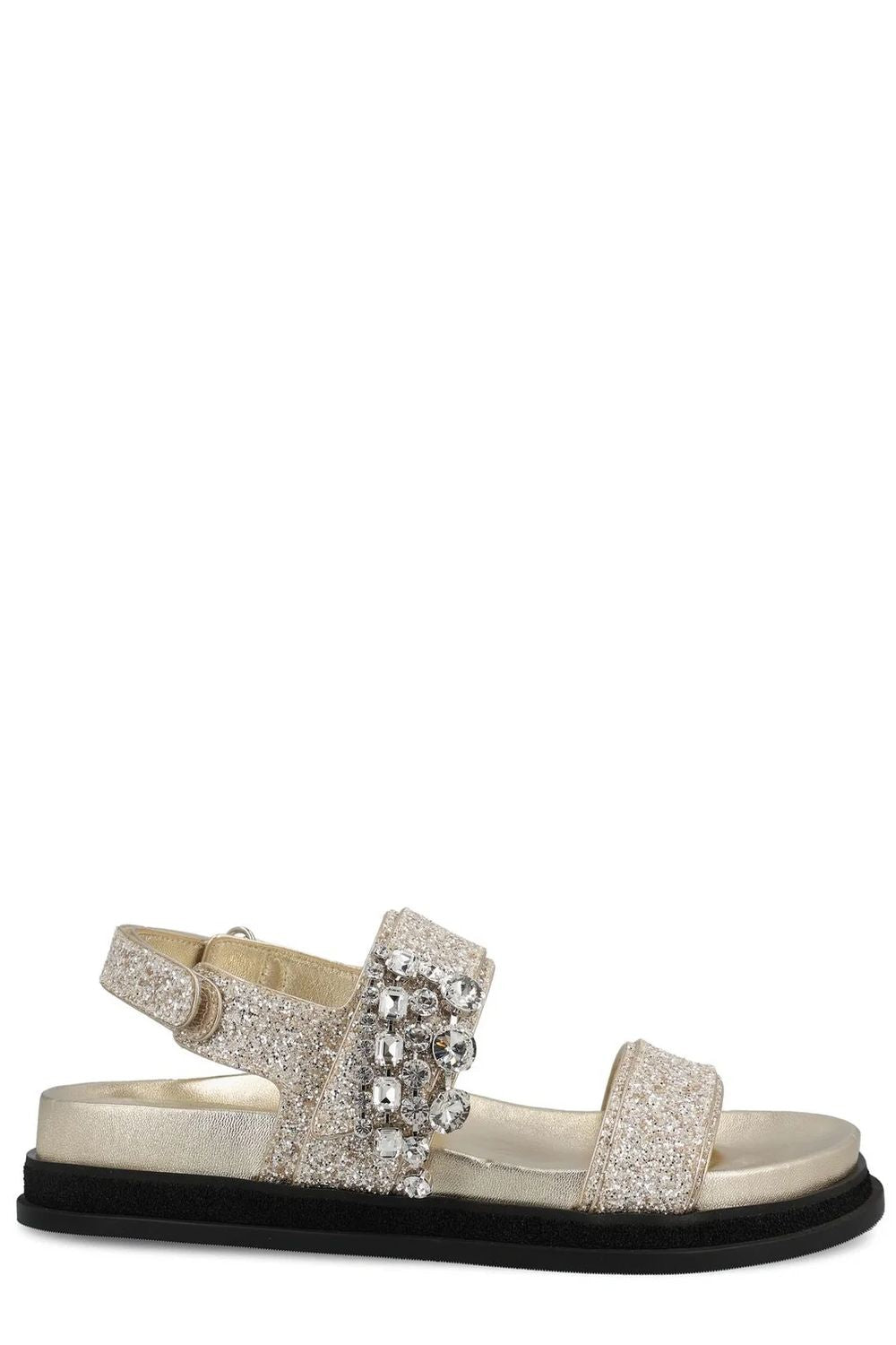 JIMMY CHOO Glitter Strap Velcro Sandals