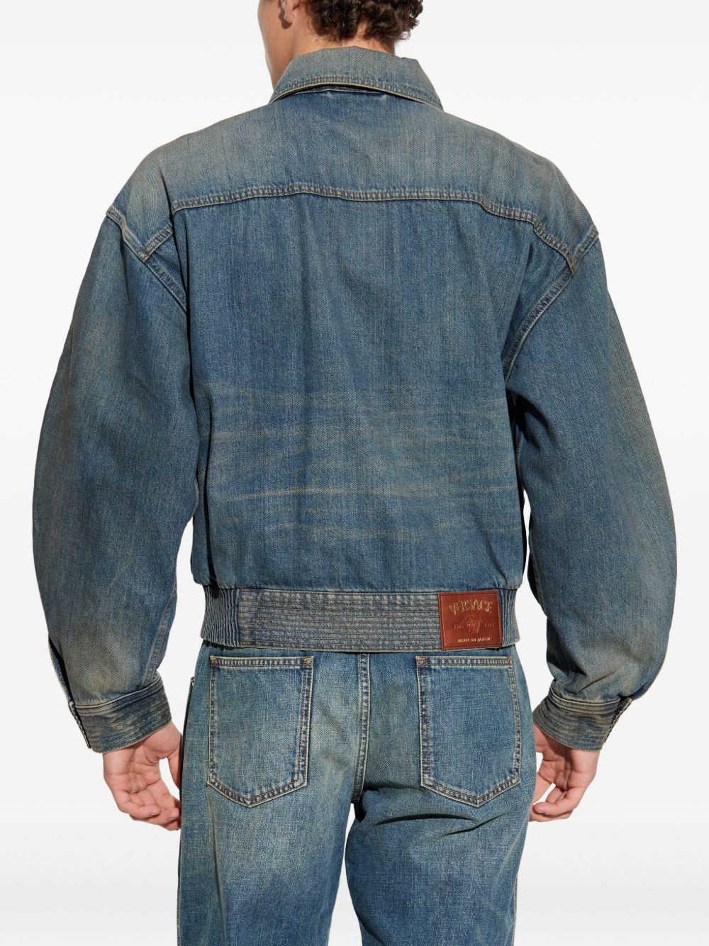 VERSACE Stylish Oversized Denim Bomber Jacket for Men