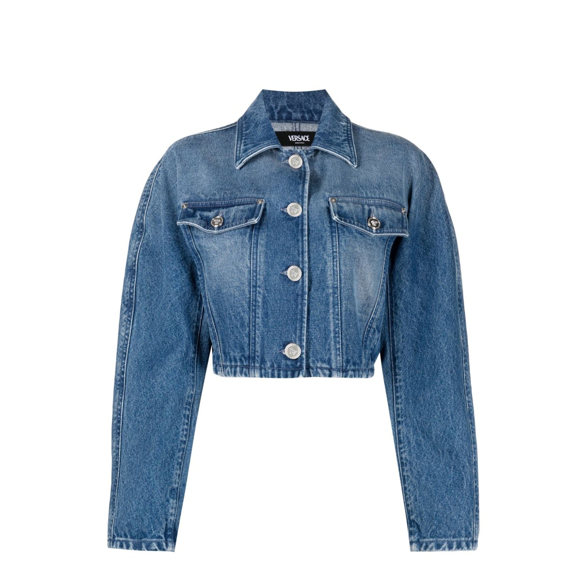 VERSACE Cropped Denim Jacket for Women
