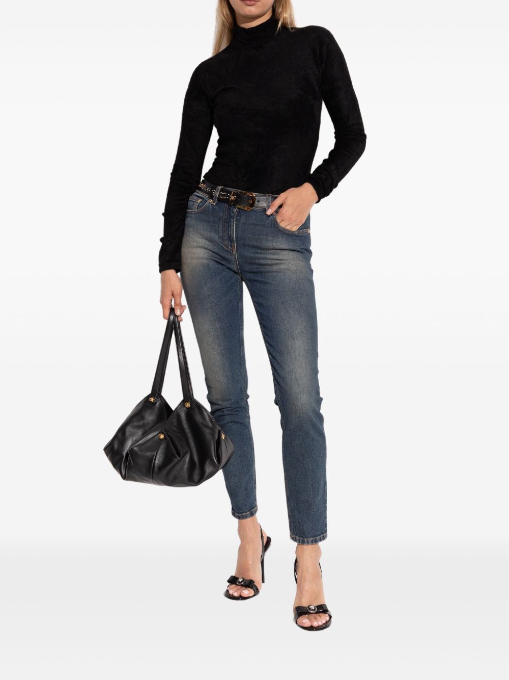 VERSACE Elegant Leather Sandals with Bow Detail