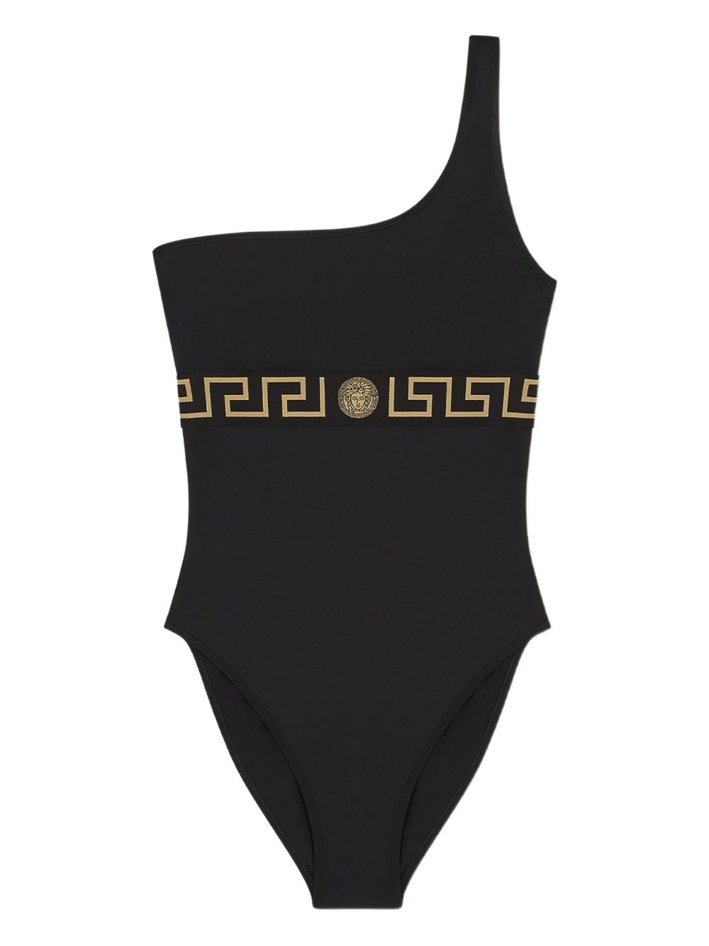 VERSACE One-Shoulder Swimsuit with Greek Border Design