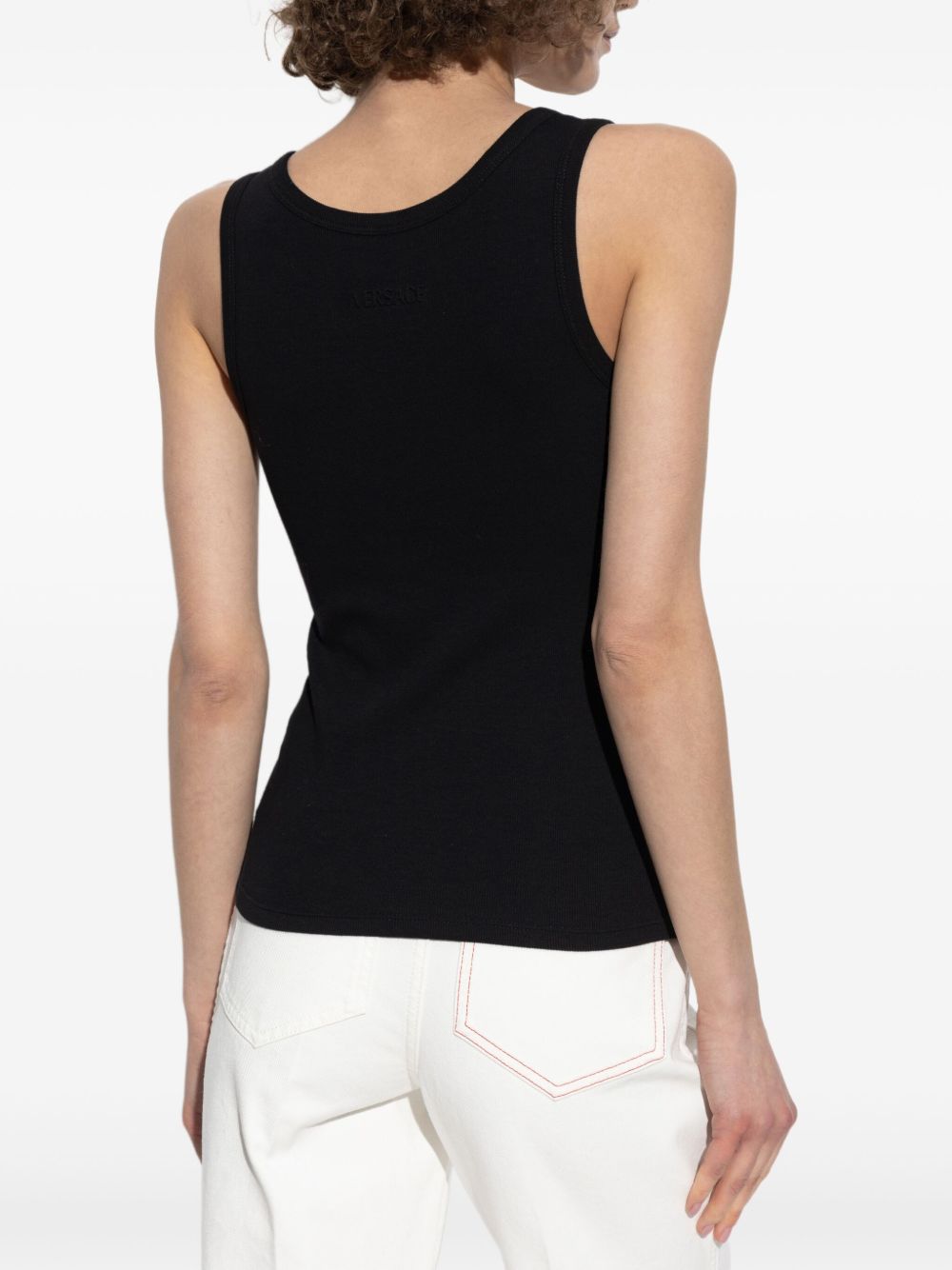 VERSACE Sleeveless Top with Safety Pin Detail