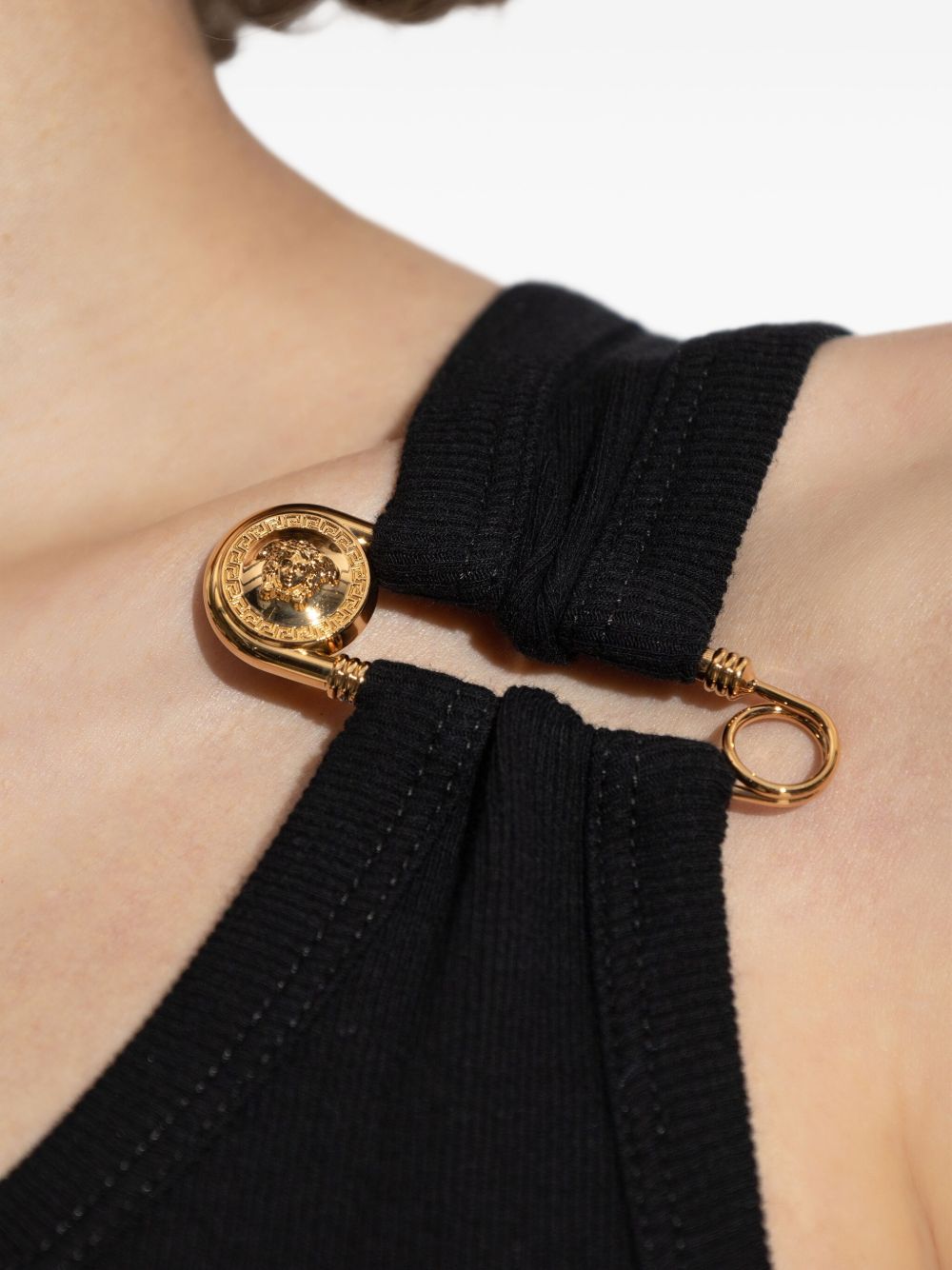 VERSACE Sleeveless Top with Safety Pin Detail