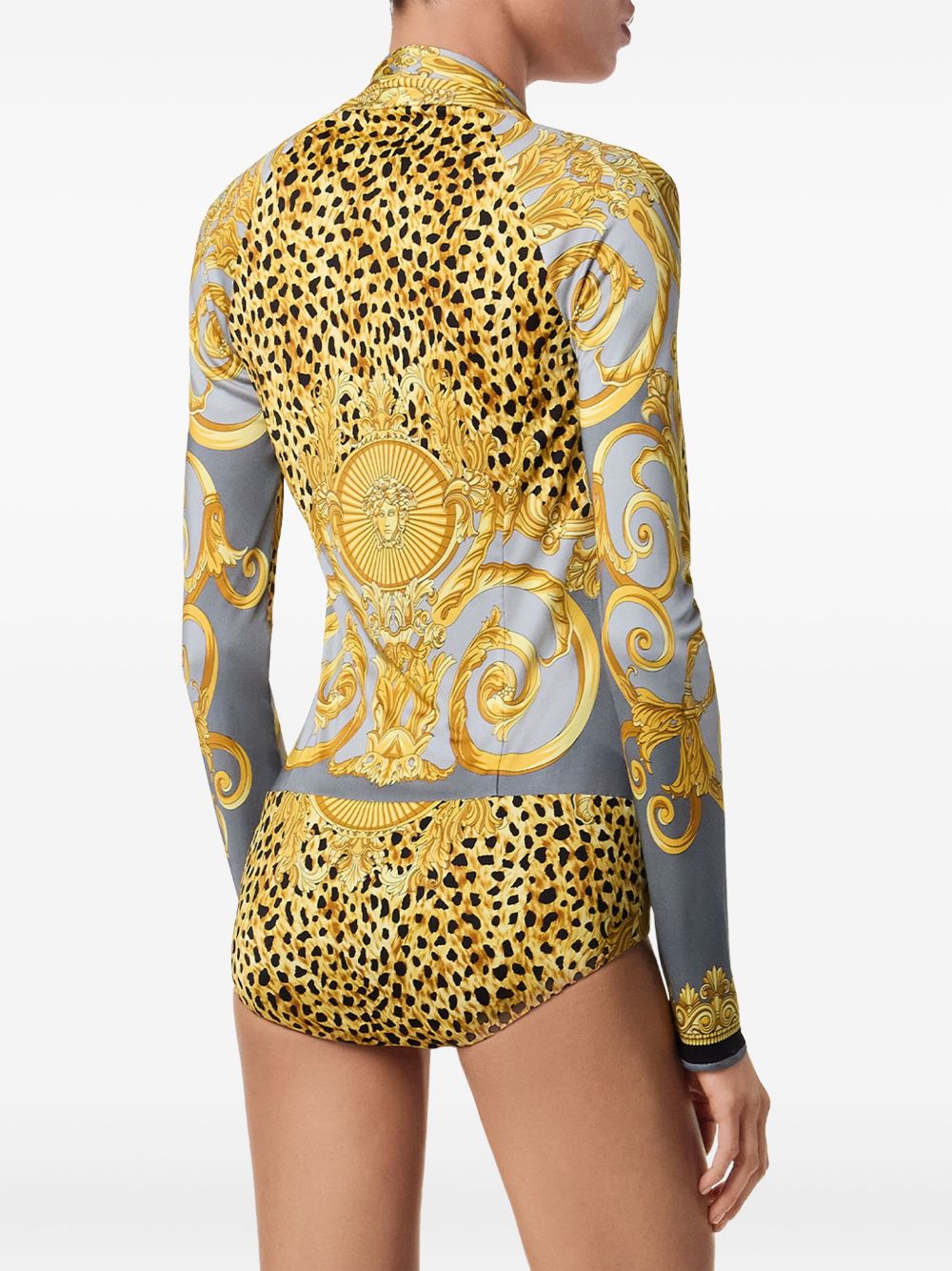 VERSACE Chic Cheetah Print Draped Bodysuit for Women