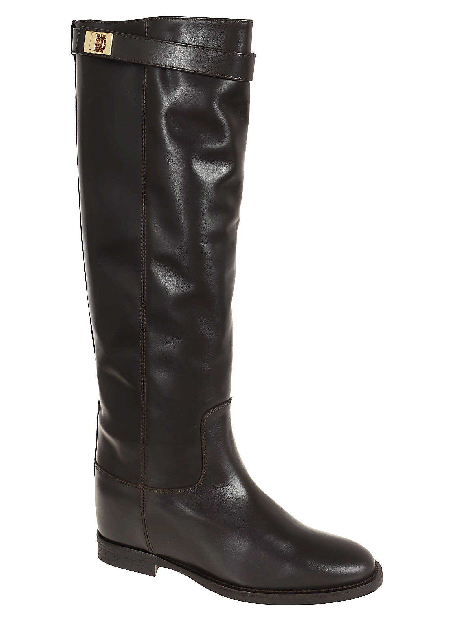 VIA ROMA 15 Elevated Leather Ankle Boots with 5 cm Wedge