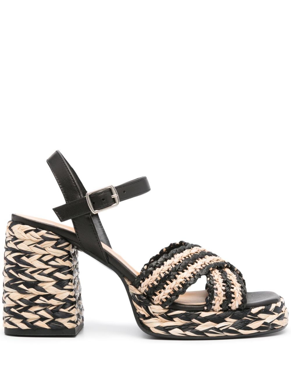 CASTAÑER Elegant Raffia Heel Sandals - 100mm Block Heel