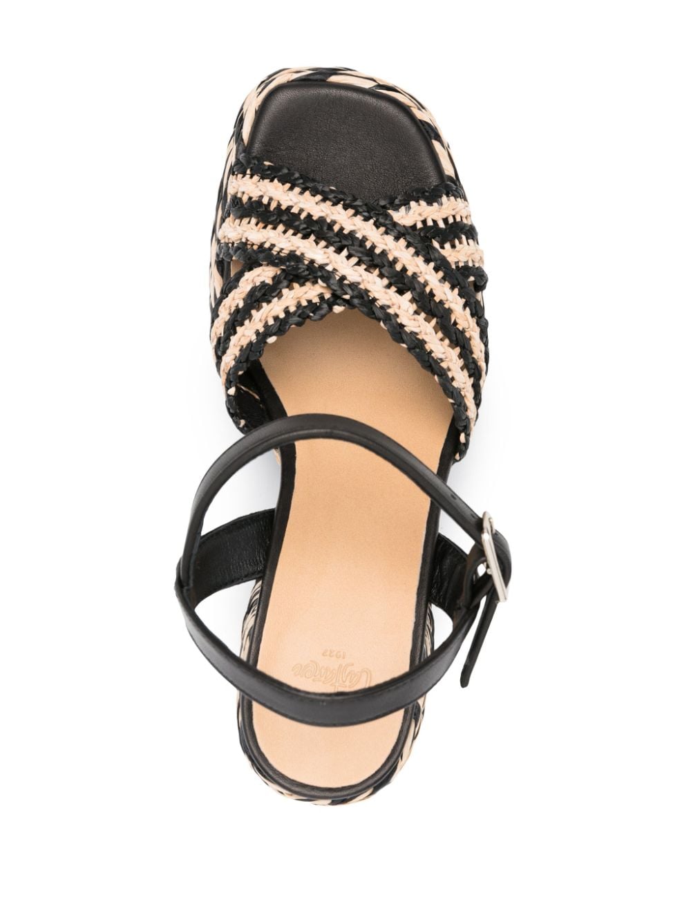 CASTAÑER Elegant Raffia Heel Sandals - 100mm Block Heel
