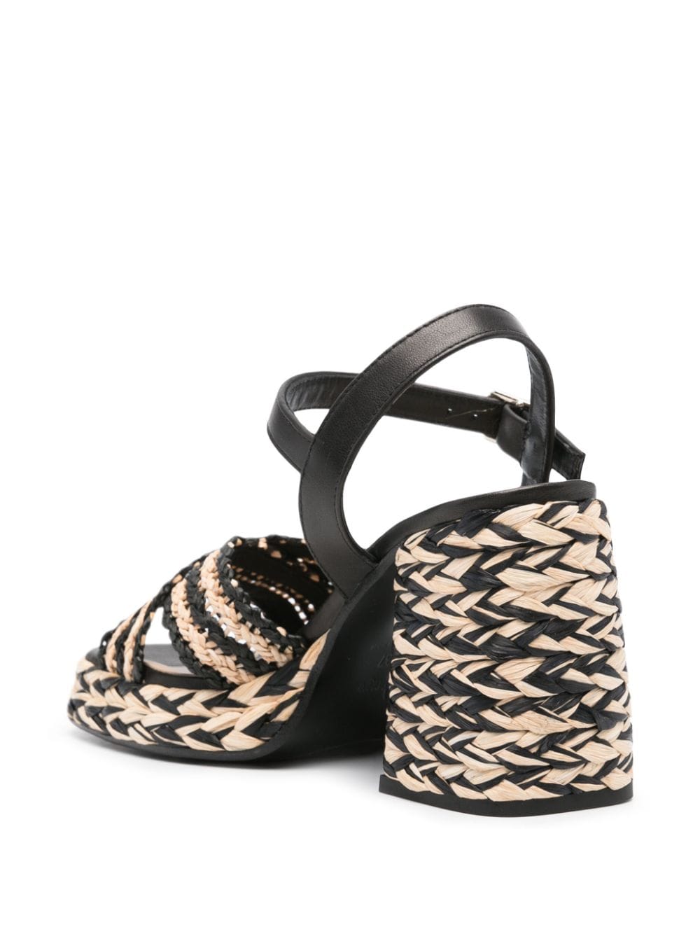 CASTAÑER Elegant Raffia Heel Sandals - 100mm Block Heel