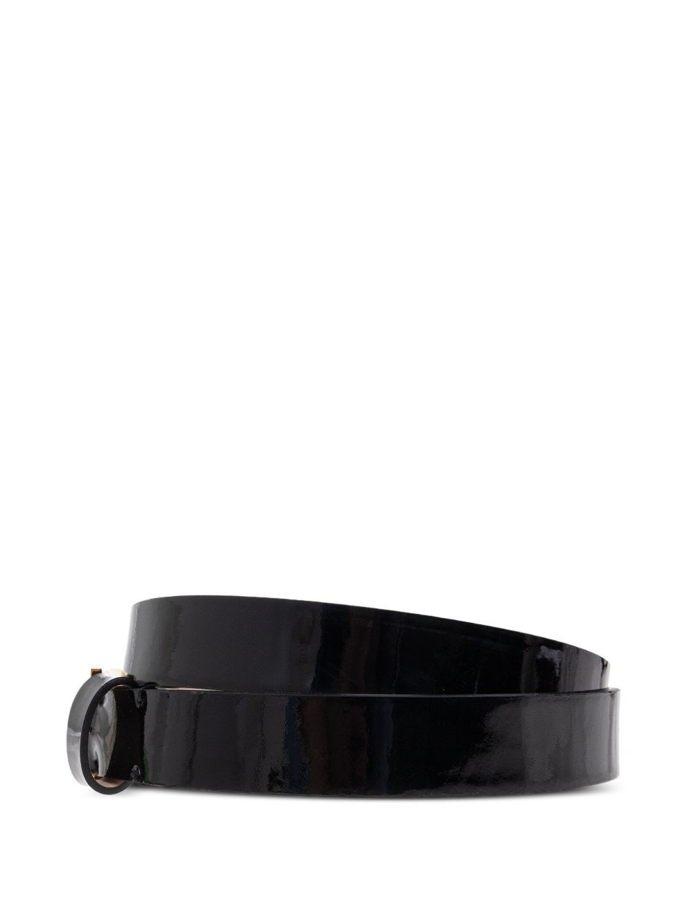 VICTORIA BECKHAM Patent Leather Belt with Gold Metal Buckle